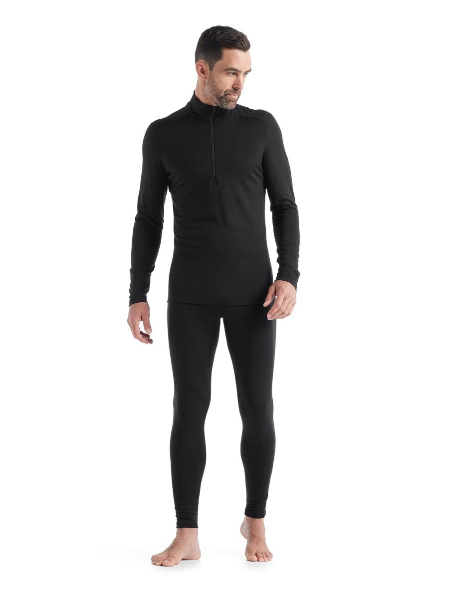 Icebreaker Merino 200 Oasis Long Sleeve Half Zip Thermal Top Miesten Base Layers Mustat | FI 1361UZGT